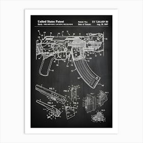 Ak 47 Patent Print Ak47 Art Ak 47 Decor Gun Patent Ak47 Gun Patent Gun Blueprint Bolt Locking Patent Print Patent Print G0291 Art Print