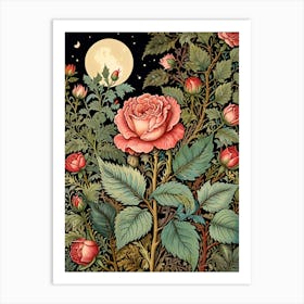 William Morris Roses In The Moonlight 2 Art Print