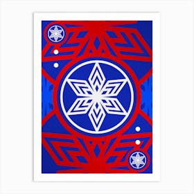 Geometric Abstract Glyph in White on Red and Blue Array n.0015 Art Print