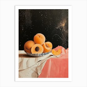 Art Deco Peaches On A Table Art Print