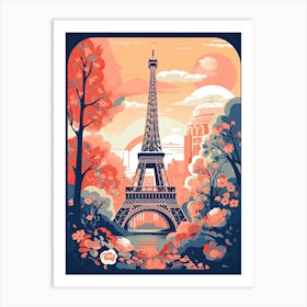 Eiffel Tower   Paris, France   Cute Botanical Illustration Travel 2 Art Print