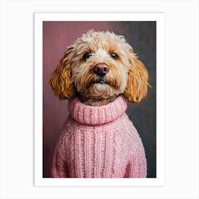 Goldendoodle In Pink Sweater 2 Art Print