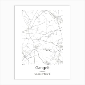 Gangelt,Germany Minimalist Map Art Print