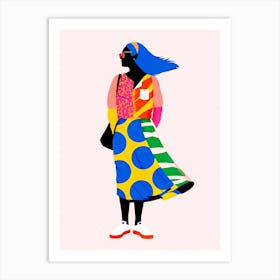 Woman In Polka Dot Dress 2 Art Print