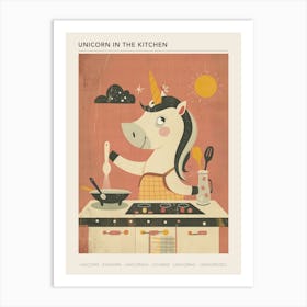 Unicorn In The Kitchen Muted Pastel Poster Art Print