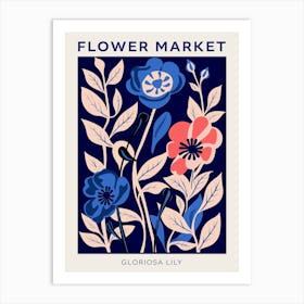 Blue Flower Market Poster Gloriosa Lily 2 Art Print