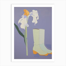 Painting Of Cowboy Boots With Flowers, Pop Art Style 2 Art Print