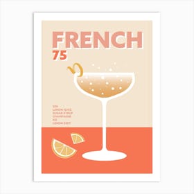 French 75 Cocktail Champagne Prosecco Colourful Kitchen Art Print