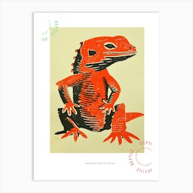 Red Malaysian Cat Gecko Block Poster Art Print