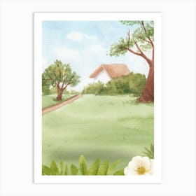 Watercolor Of A Garden Art Print