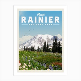 Mount Rainier Travel Poster Art Print