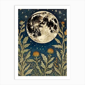 Moon And Stars Style William Morris Art Print