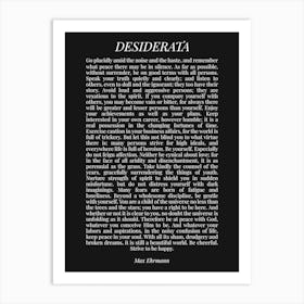 Desiderata quote Art Print