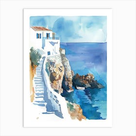 Watercolor Of A House By The Sea Art Print