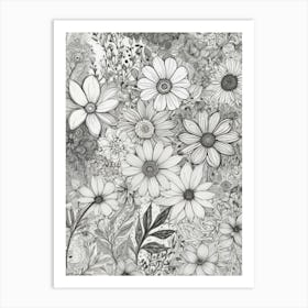 Black And White Flowers 6 Art Print