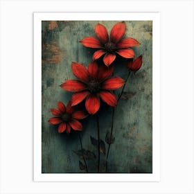 Three Red Flowers Art Print