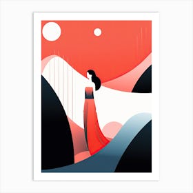 Woman In Red Dress Art Print