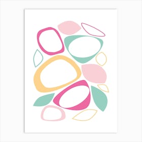 Mid Century Modern Abstract 8 Pink, Aqua, Yellow Art Print