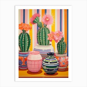 Cactus Painting Maximalist Still Life Ferocactus Cactus 2 Art Print