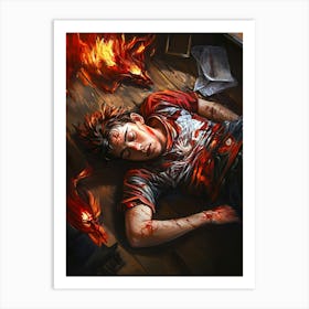 Boy Laying On The Floor Art Print