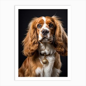 Golden And White English Cocker Spaniel Fluff Surrounding Soft Happy Gaze Purebred Demeanor Sitti (4) Affiche