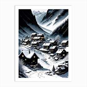 Village In The Snow 1 Art Print