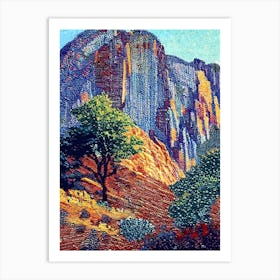 Zion National Park United States Of America Pointillism Art Print