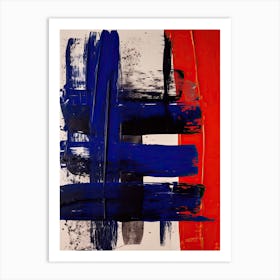 Blue And Red Brush Strokes Abstract 3 Art Print