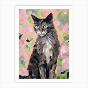 A Maine Coon Cat Painting, Impressionist Painting 1 Art Print