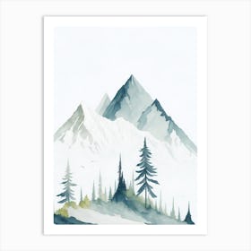 Mountain And Forest In Minimalist Watercolor Vertical Composition 150 Art Print