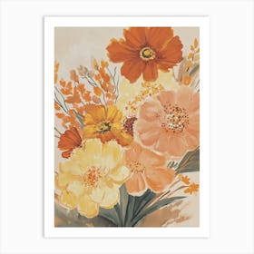 Orange Flowers In A Vase Art Print