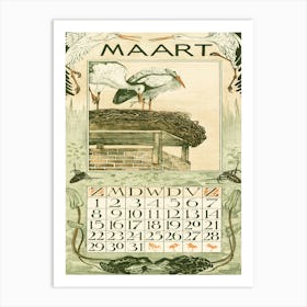 March Calendar Sheet With Storks (1902), Theo Van Hoytema Art Print