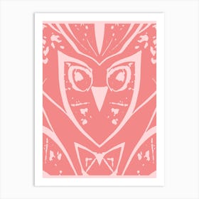 Abstract Owl Two Tone Pink 1 Art Print