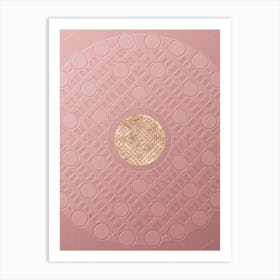 Geometric Gold Glyph on Circle Array in Pink Embossed Paper n.0022 Art Print