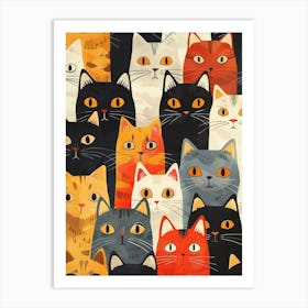 Repeatable Artwork With Cute Cat Faces 17 Art Print