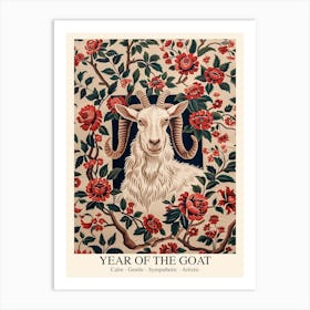 Chinese Lunar Year Of The Goat 1 William Morris Style Art Print