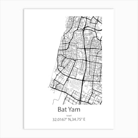 Bat Yam,Israel Minimalist Map Art Print