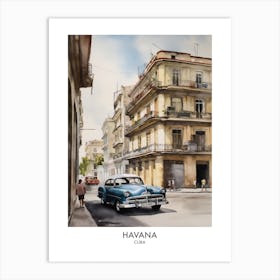 Havana 3 Watercolour Travel Poster Art Print