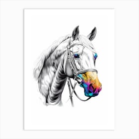 Horse Wild Tribal Illustration Art 03 Art Print