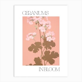 Geraniums In Bloom Flowers Bold Illustration 2 Art Print