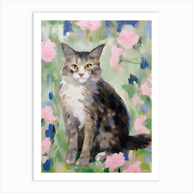 A Kurilian Bobtail Cat Painting, Impressionist Painting 2 Art Print