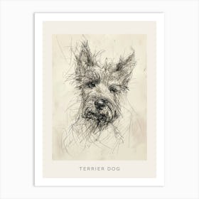 Terrier Line Sketch Minimalist 2 Poster Art Print