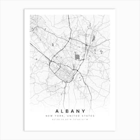 Albany New York NYC White Map Art Print