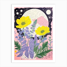 Abstract Botanical Risograph Style 13 Art Print