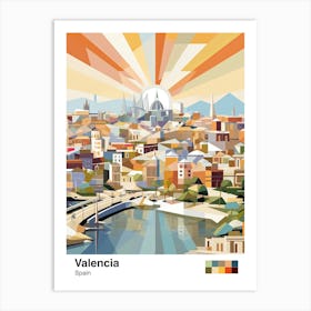 Valencia, Spain, Geometric Illustration 1 Poster Art Print