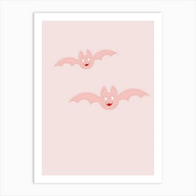 Bats On A Pink Background 1 Art Print