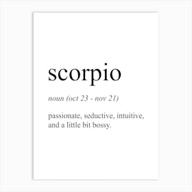 Scorpio Star Sign Definition Meaning Art Print