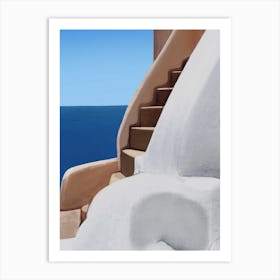 To The Secret Balcony Santorini Art Print