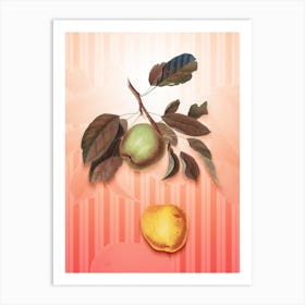 Apple Vintage Botanical in Peach Fuzz Awning Stripes Pattern n.0170 Art Print