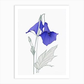 Canterbury Bell Floral Minimal Line Drawing 2 Flower Art Print